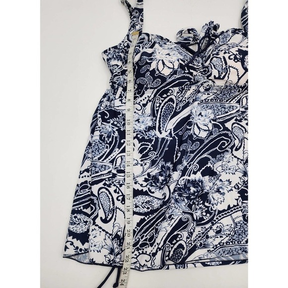 Septangle Plus Size 24W Tankini Swimsuit Blue Adjustable Padded Bra Paisley - Picture 6 of 12